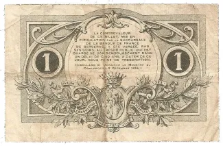 French notgeld 1 Franc, 1917 reverse