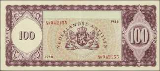 Dutch Caribbean 100 Gulden, 1954-1960 reverse