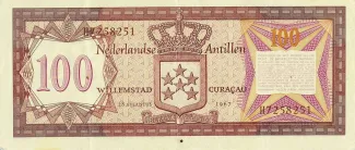 Dutch Caribbean 100 Gulden, 1967-1972 reverse