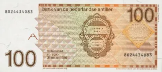 Dutch Caribbean 100 Gulden, 1986-1994 reverse