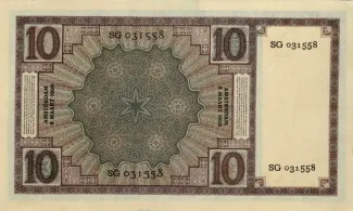 Dutch Caribbean 10 Gulden, 1924-1932 reverse