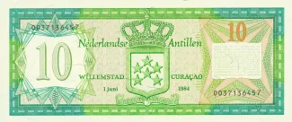 Dutch Caribbean 10 Gulden, 1979-1984 reverse