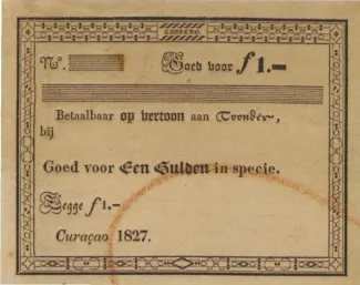 Dutch Caribbean 1 Gulden, 1827 obverse
