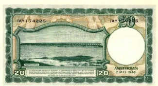 Dutch Caribbean 20 Gulden, 1945 reverse
