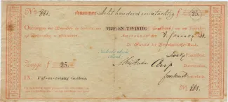 Dutch Caribbean 25 Gulden, 1814-1862 obverse