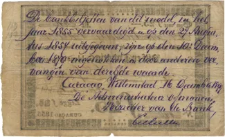 Dutch Caribbean 25 Gulden, 1855 reverse