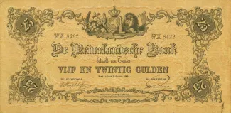Dutch Caribbean 25 Gulden, 1860-1919 obverse