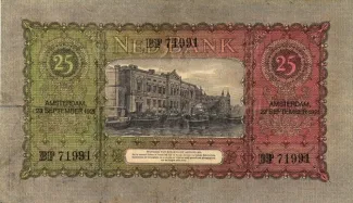 Dutch Caribbean 25 Gulden, 1921-1926 reverse