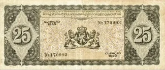 Dutch Caribbean 25 Gulden, 1930-1939 reverse