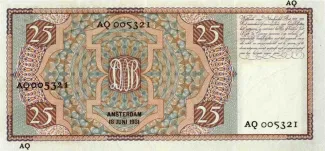 Dutch Caribbean 25 Gulden, 1931-1941 reverse