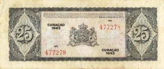 Dutch Caribbean 25 Gulden, 1943 reverse