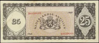 Dutch Caribbean 25 Gulden, 1954-1960 reverse