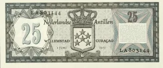 Dutch Caribbean 25 Gulden, 1967-1972 reverse