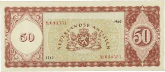 Dutch Caribbean 50 Gulden, 1954-1960 reverse