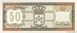 Dutch Caribbean 50 Gulden, 1967-1972 reverse