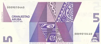 Dutch Caribbean 5 Florin, 1990 reverse