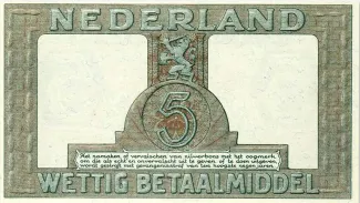 Dutch Caribbean 5 Gulden, 1944 reverse