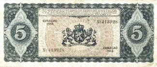 Dutch Caribbean 5 Gulden, 1948 reverse