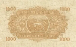East Africa 1.000 Shillings, 1921 reverse