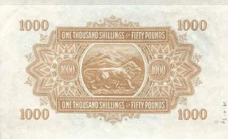 East Africa 1,000 Shillings, 1939 P-31 reverse