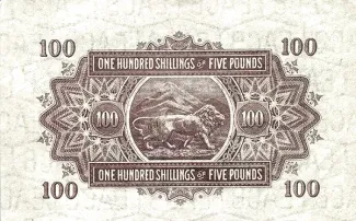 East Africa 100 Shillings, 1921 reverse