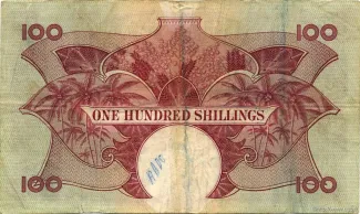 East Africa 100 Shillings, 1958-1960 reverse
