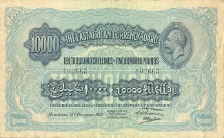 East Africa 10.000 Shillings / 500 Pounds - George V, 1921 image