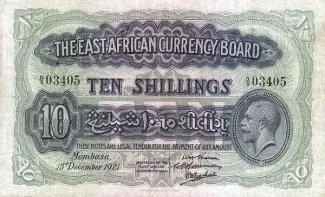 East Africa 10 Shillings, 1921 image