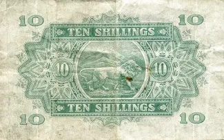 East Africa 10 Shillings, 1933 reverse