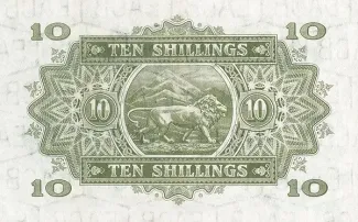East Africa 10 Shillings, 1939 reverse