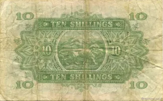 East Africa 10 Shillings, 1953-1957 reverse