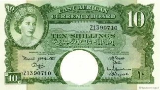 East Africa 10 Shillings, 1962 image