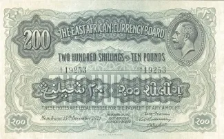 East Africa 200 Shillings, 1921 image