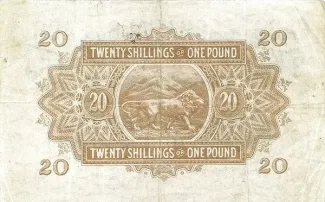 East Africa 20 Shillings, 1933 reverse