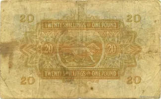 East Africa 20 Shillings, 1938-1952 reverse