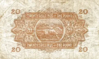 East Africa 20 Shillings, 1939 reverse