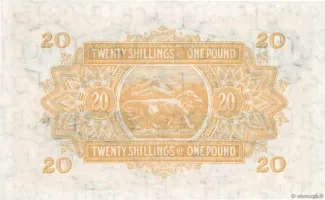 East Africa 20 Shillings, 1953-1956 reverse