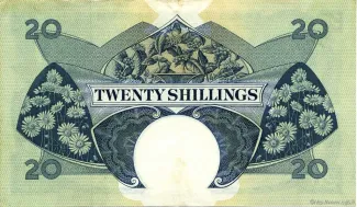 East Africa 20 Shillings, 1958-1960 reverse