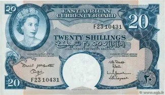 East Africa 20 Shillings, 1962 image