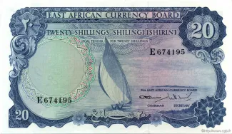 East Africa 20 Shillings, 1964 image