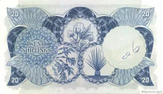East Africa 20 Shillings, 1964 reverse