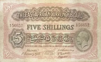 East Africa 5 Shillings, 1921 image