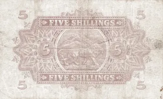 East Africa 5 Shillings, 1921 reverse