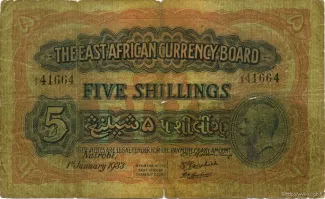 East Africa 5 Shillings, 1933 image