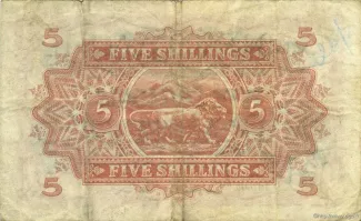 East Africa 5 Shillings, 1938-1952 reverse