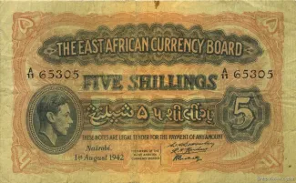 East Africa 5 Shillings, 1942 image