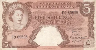 East Africa 5 Shillings, 1958 image