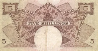 East Africa 5 Shillings, 1958-1960 reverse