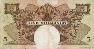 East Africa 5 Shillings, 1961-1963 reverse
