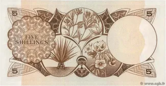 East Africa 5 Shillings, 1964 reverse